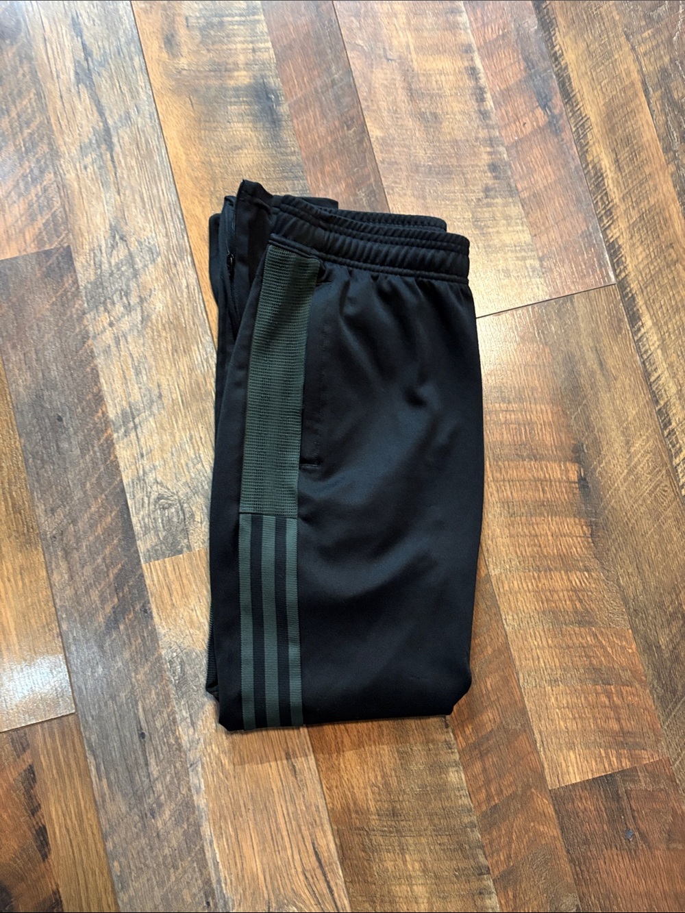 Black Athletic Track Pants with Grey Side Stripes